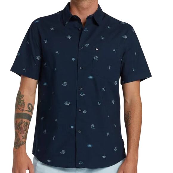 QUIKSILVER Woven Apero Button Down Classic Shirt Dark Navy Size 6T - Picture 2 of 4